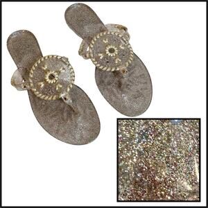 Jack Rodgers Sparkle Georgica Jelly Sandal in Multi-Color and Gold SZ 8 $79